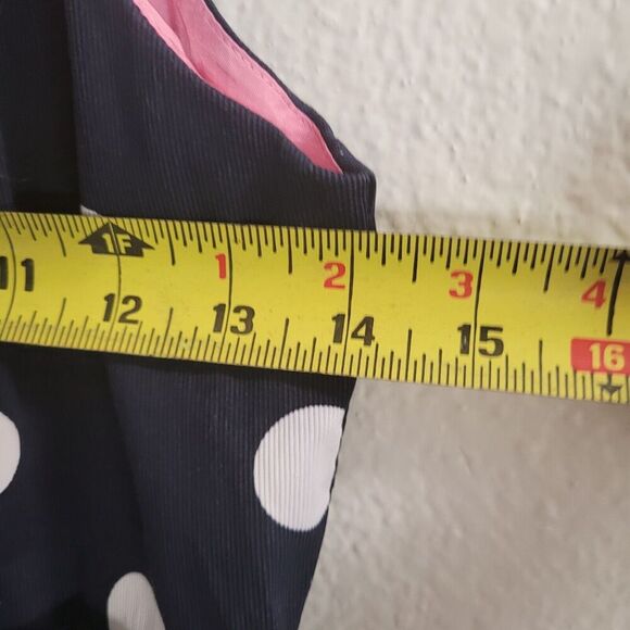 Eliza J Blue Polka Dot Dress Women's 4 Pleated Fit Flare Knee Length Sleeveless - Picture 9 of 13